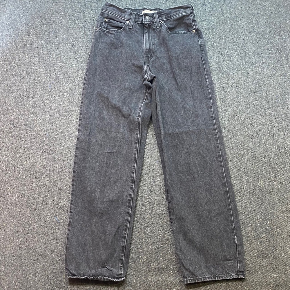 Levis 94 Baggy Jeans Sz 27 Womens Black Grunge Retro Wide Leg High Rise Denim